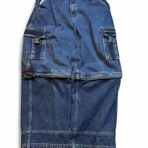 Vintage Y2K wide leg baggy punk skater bugle boy convertible jeans fit 36x29